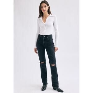 AGOLDE Cherie High-Rise Straight Jeans in Distortion Black